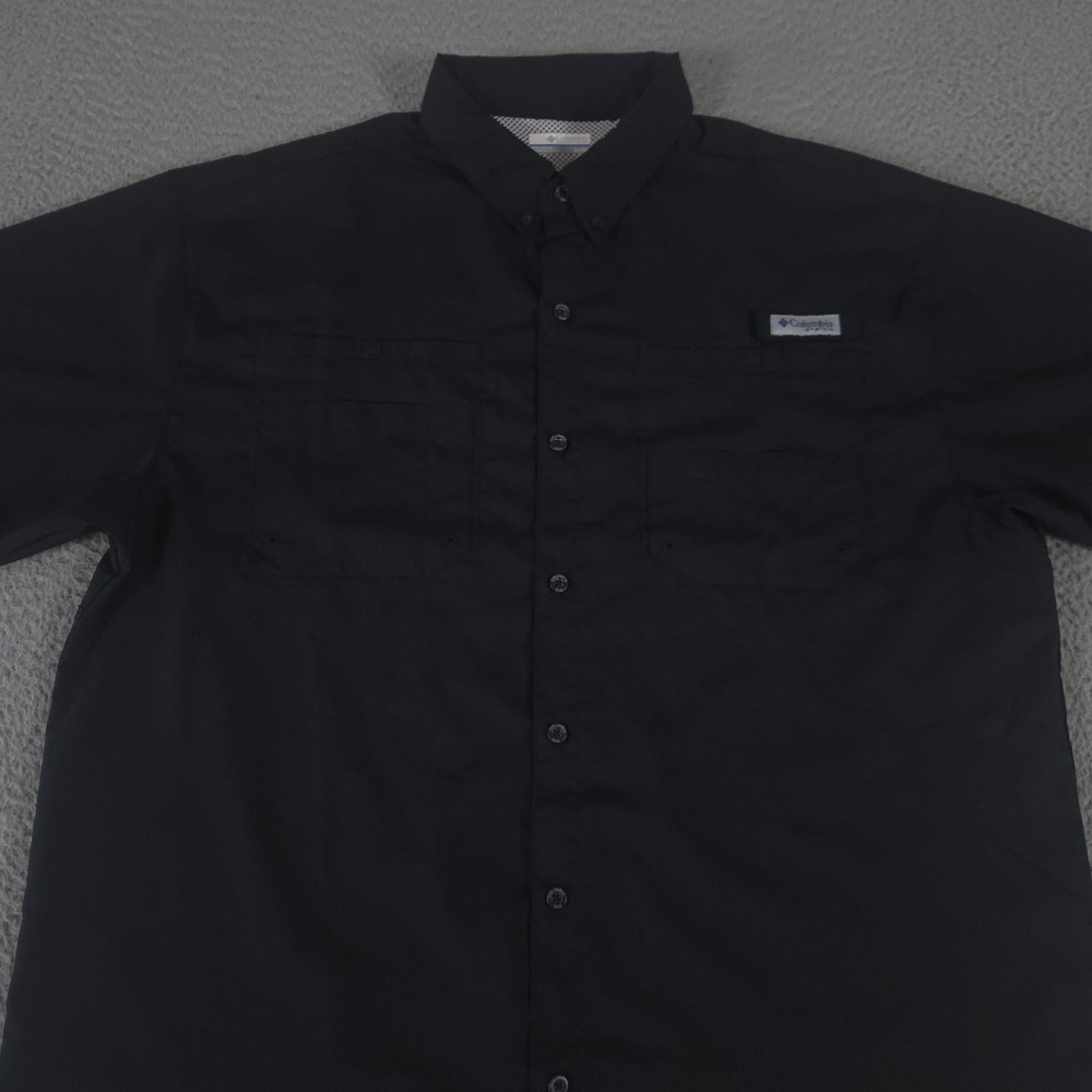 Columbia Shirt Mens XL Black Tamiami II Short Sleeve PFG Ripstop Vented Fishing
